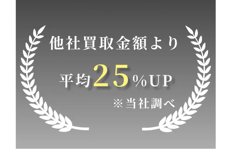 他社買取金額より平均25%UP ※当社調べ